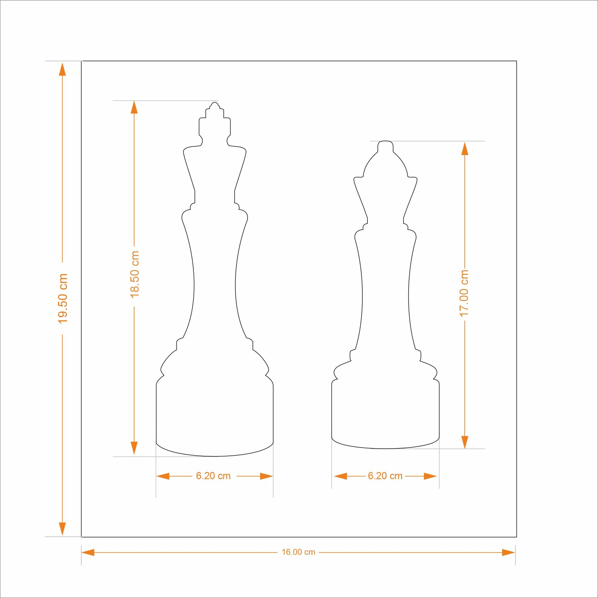 Large Decorative Chess Pieces - King & Queen