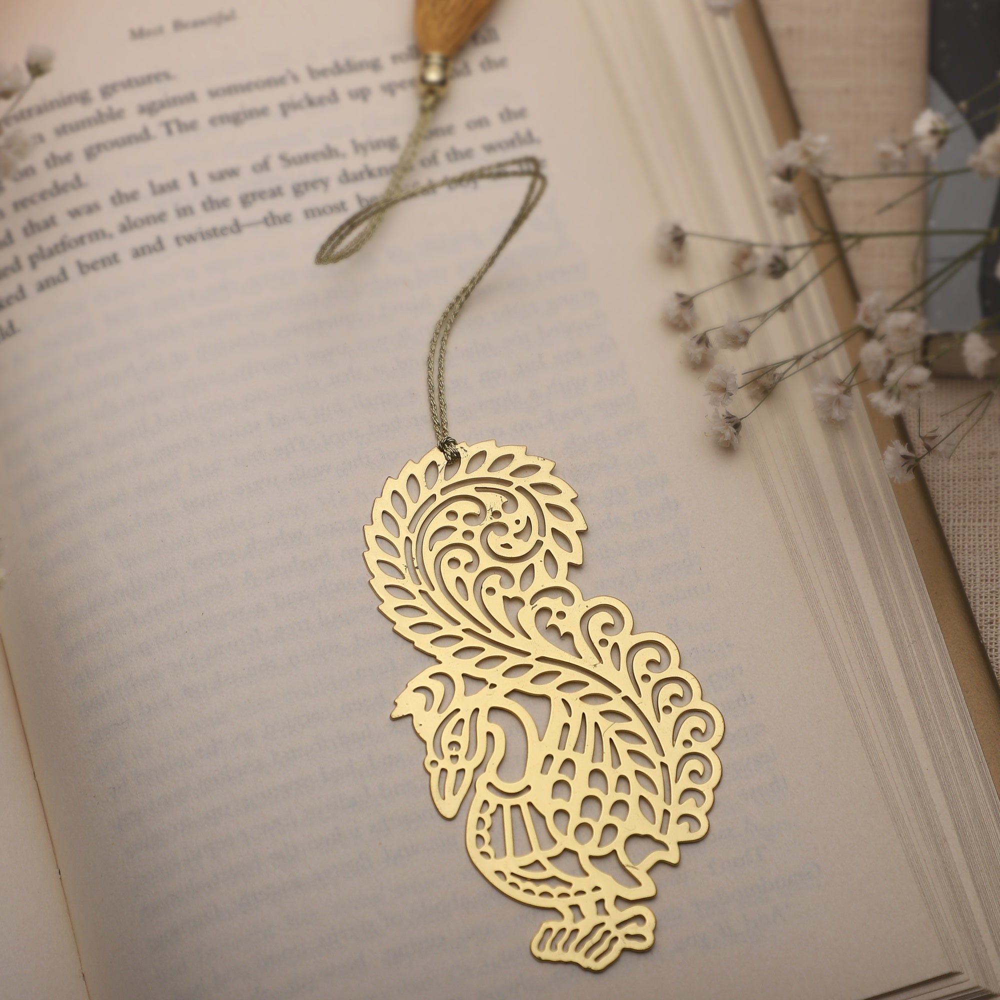 Bookmark Peacock Paisley Goldplated