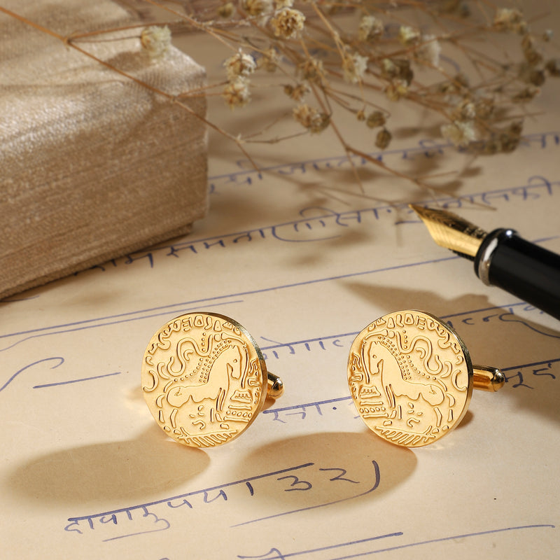 Cufflinks - King Samudragupta Ashvamedha Coin