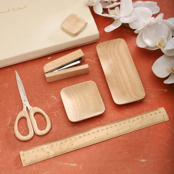 Rubber Wood Office Accessory Set