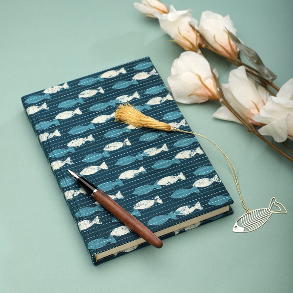 Journal Handloom Cotton - Fish Motif & Bookmark