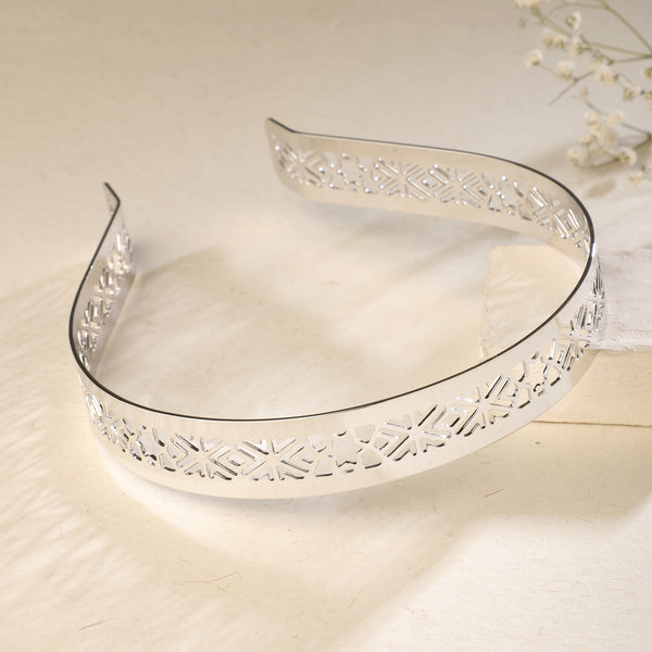 Hair Band Rhodium Plated - Mesh