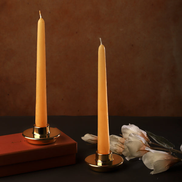 Luxe Goldplated Brass Candle Stand - Set of Two