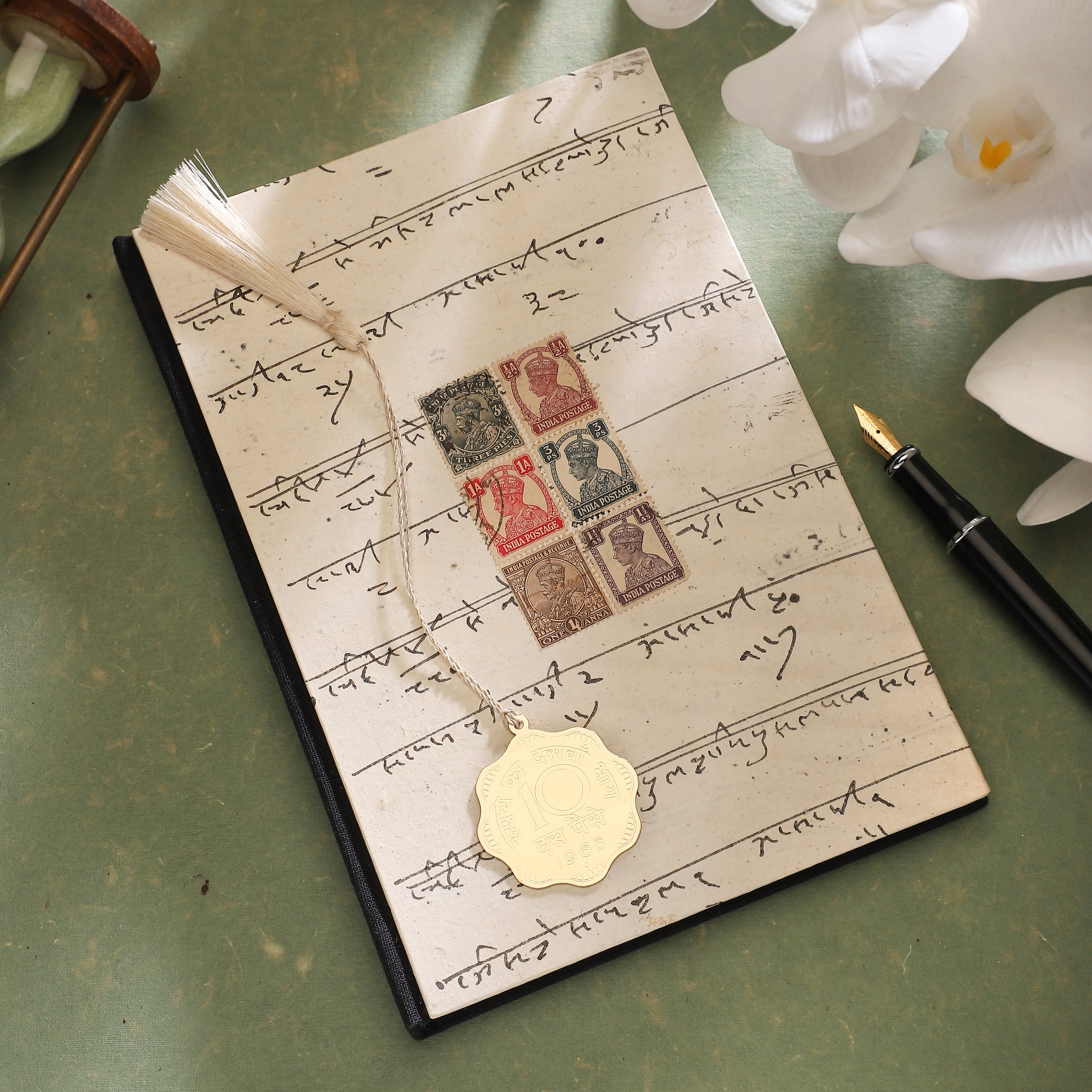 Vintage Journal With Stamps & Bookmark