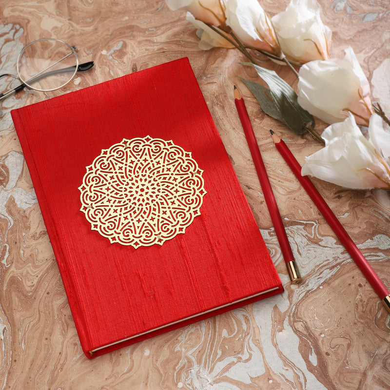 Silk Journal & Pencil Gift Set - Upcycled Wood Tray