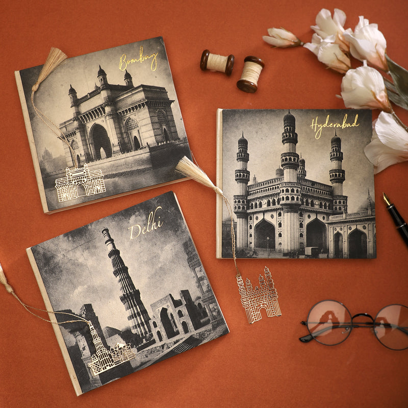 Journal & Bookmark - Vintage Monuments - Handprinted By Silkscreen