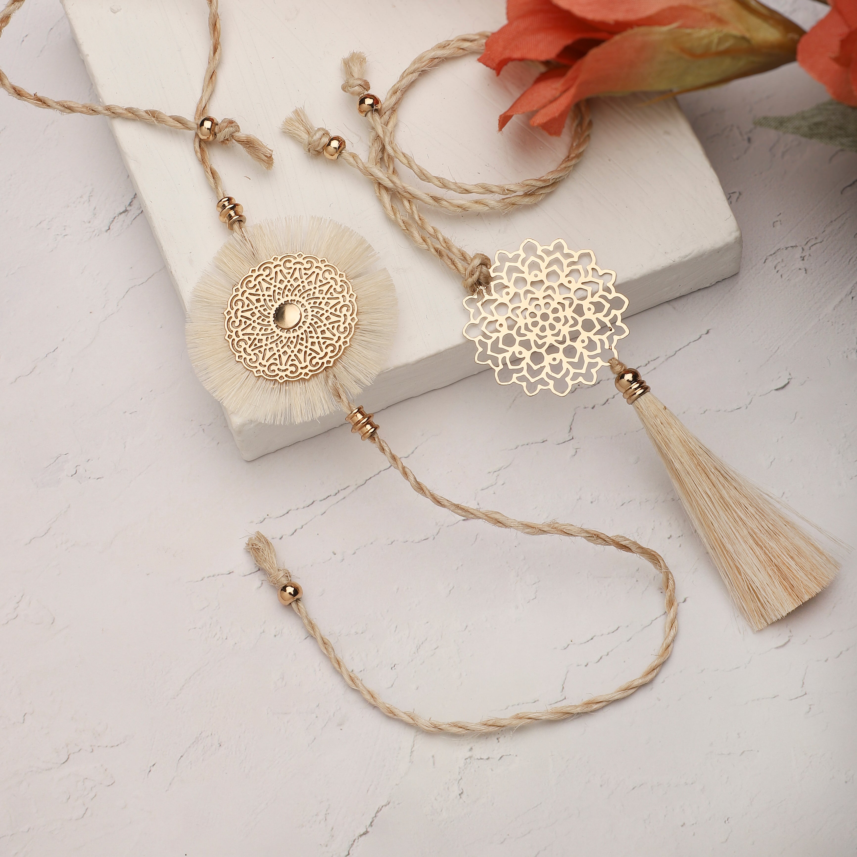 Rakhi & Lumba Set Jute Natural | Anand Prakash