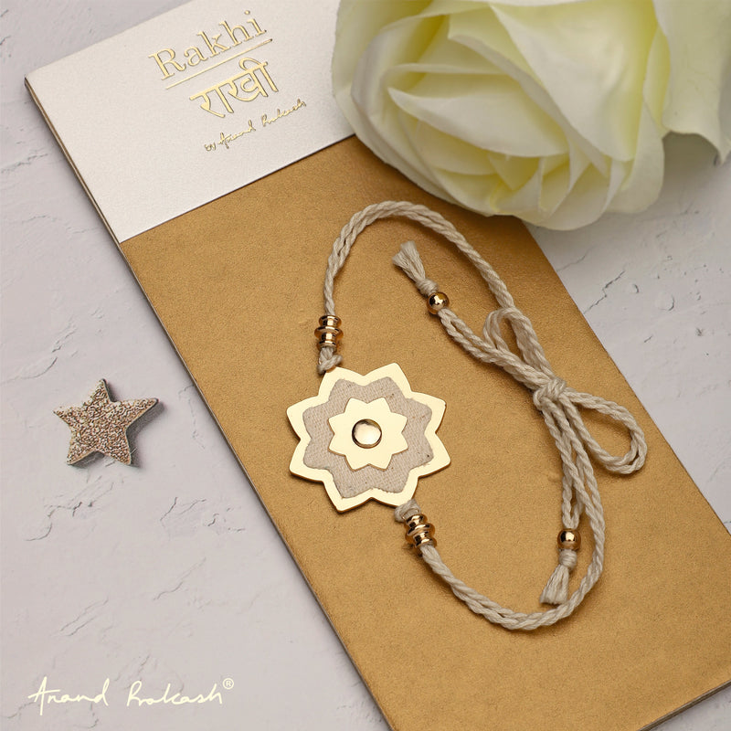 Rakhi Lotus - Layered Brass & Textile