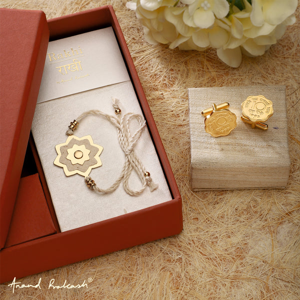 Rakhi Gift Box - Goldplated 10 Paise Cufflinks