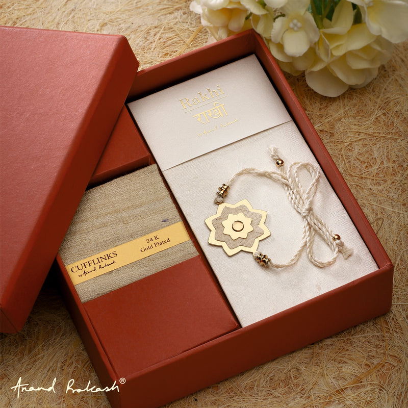 Rakhi Gift Box - Goldplated 10 Paise Cufflinks