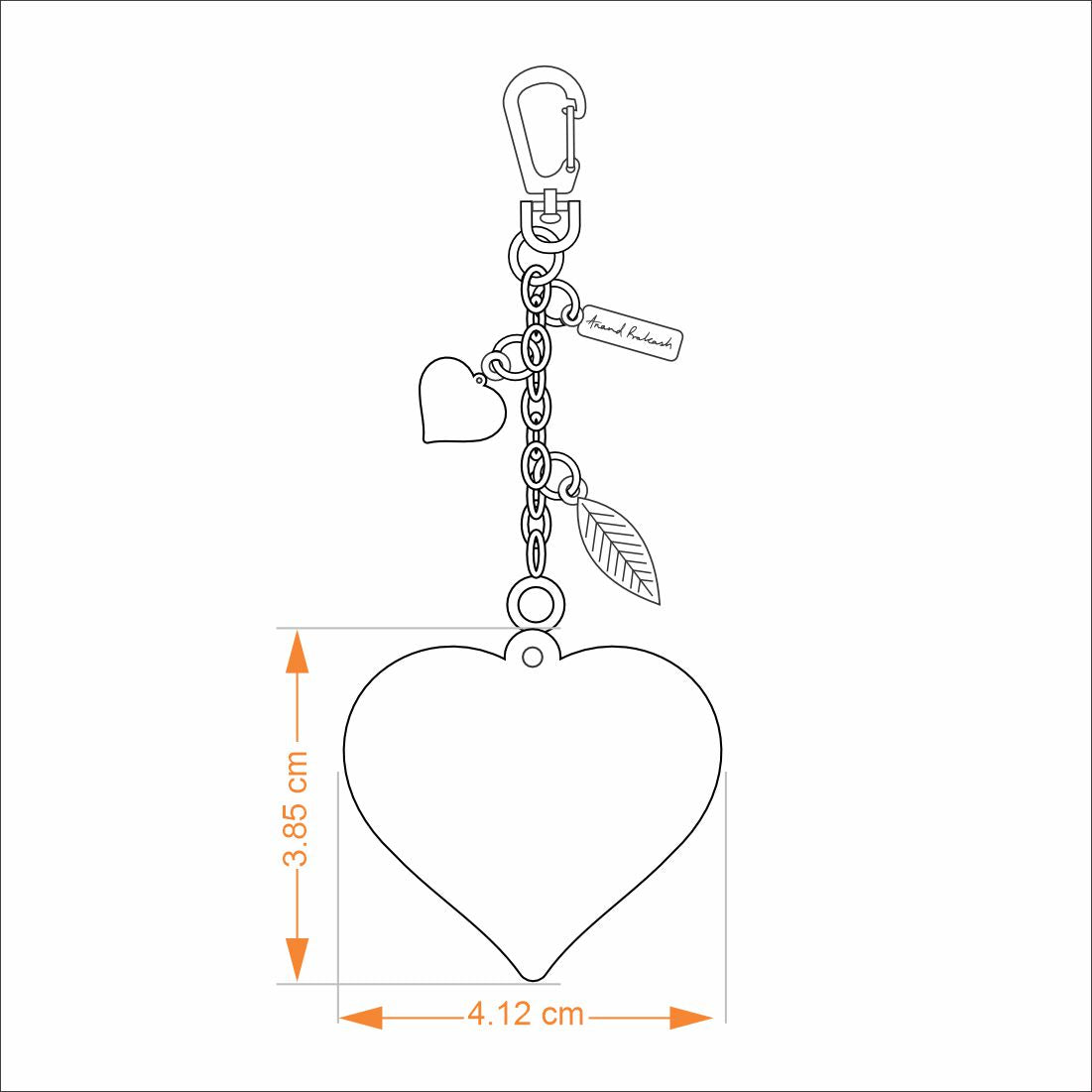 A gold-colored metal bag charm with a heart pattern, electroplated for a shiny finish, attached to a keychain ring. The charm is displayed on a dark background.