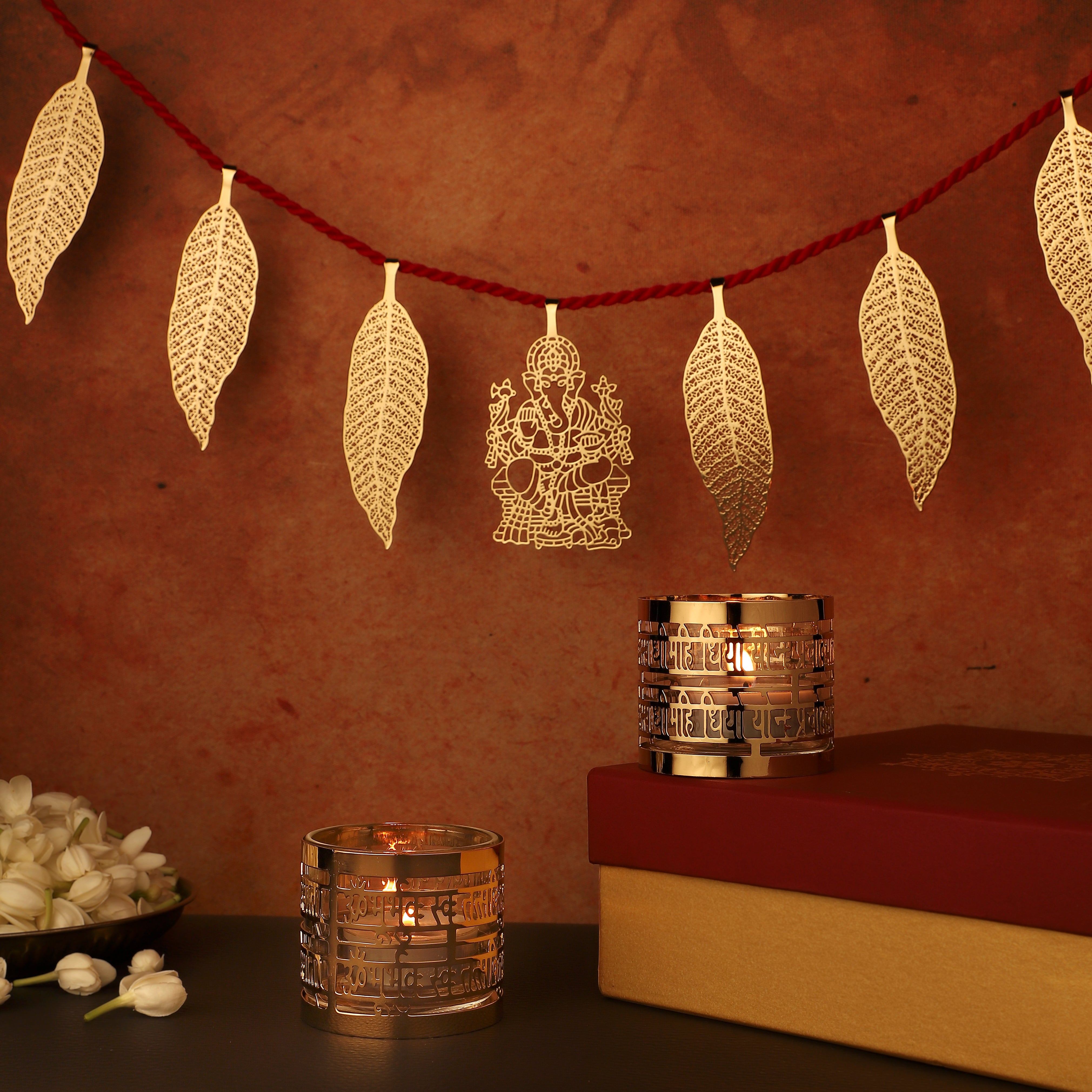 Gift Set - Gayatri Mantra Tealight Holders & Door Hanging