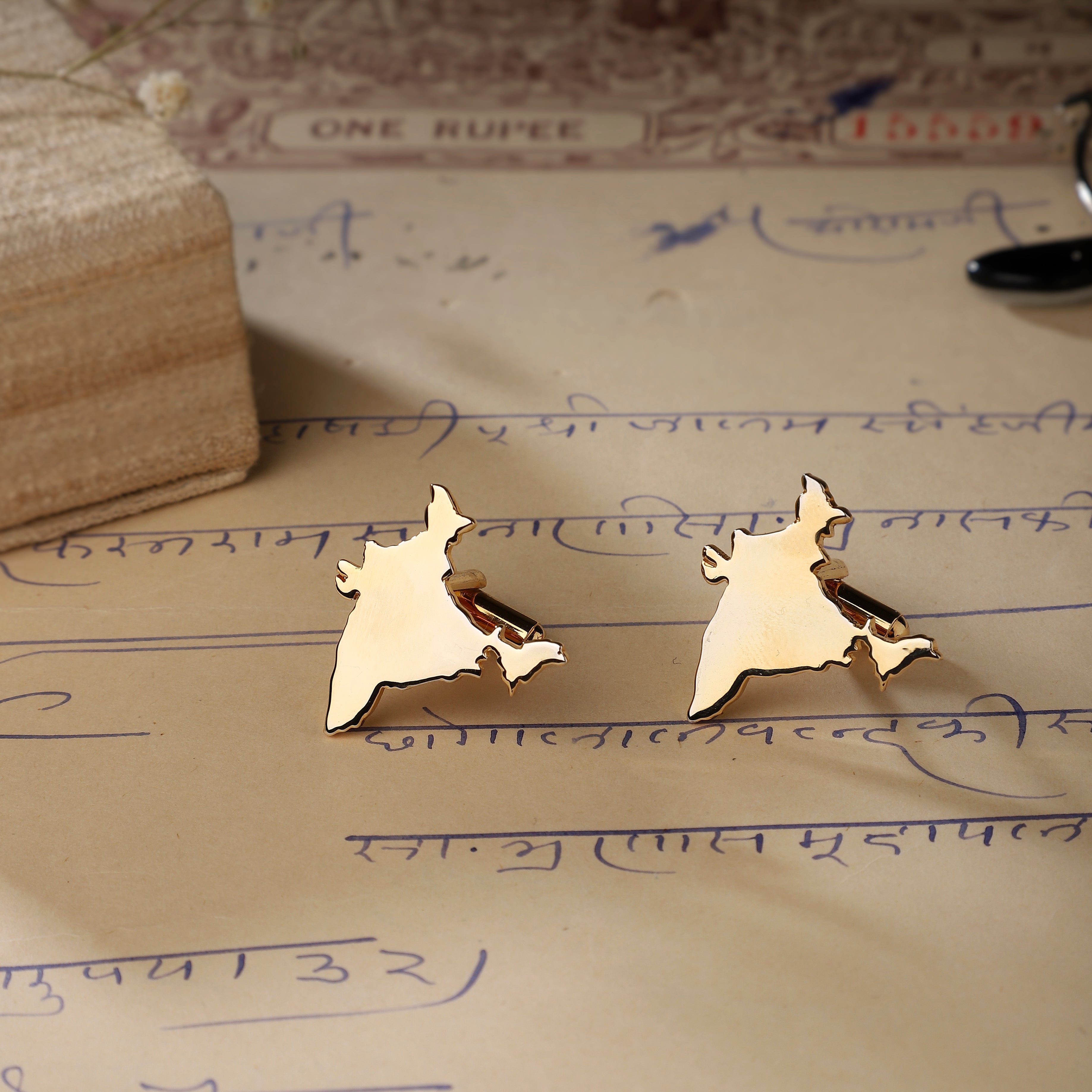 Cufflinks India Map - Goldplated | Anand Prakash