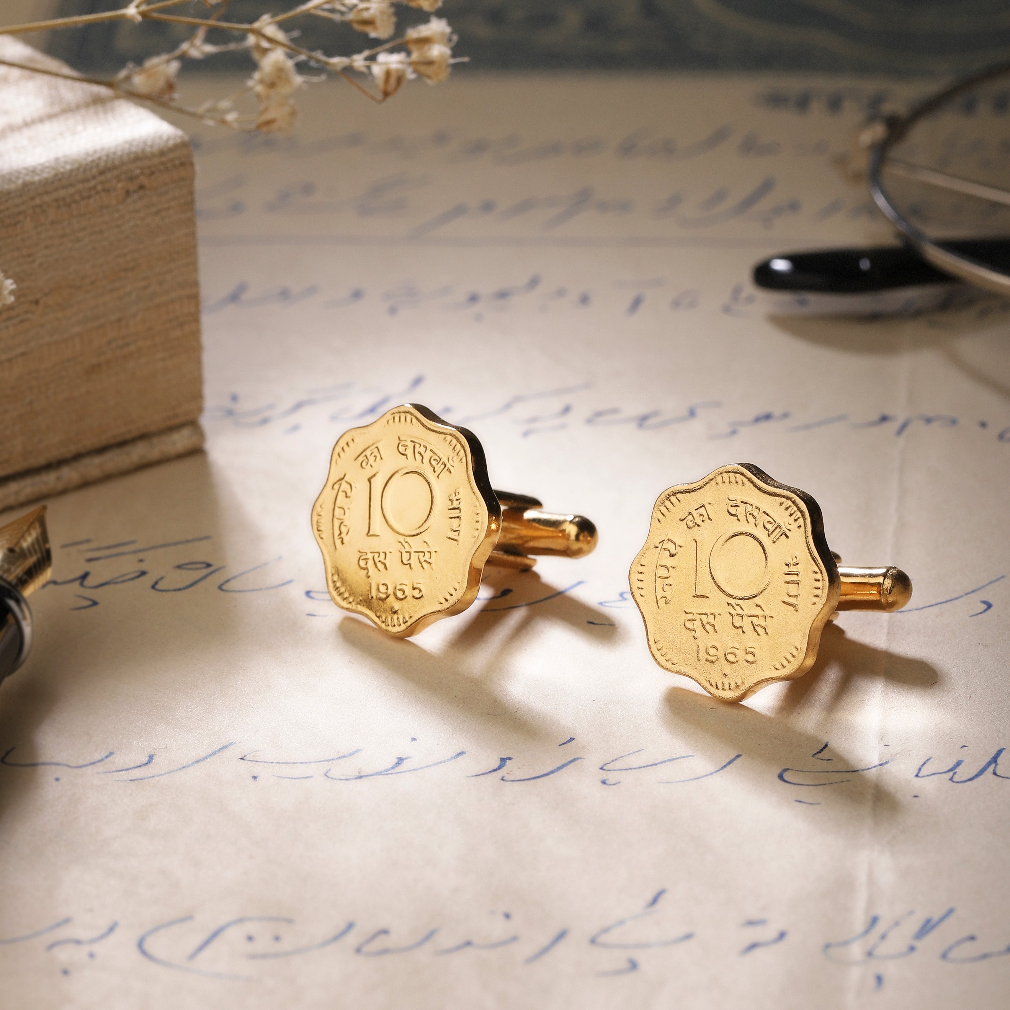 Cufflinks 10 Paise - Goldplated