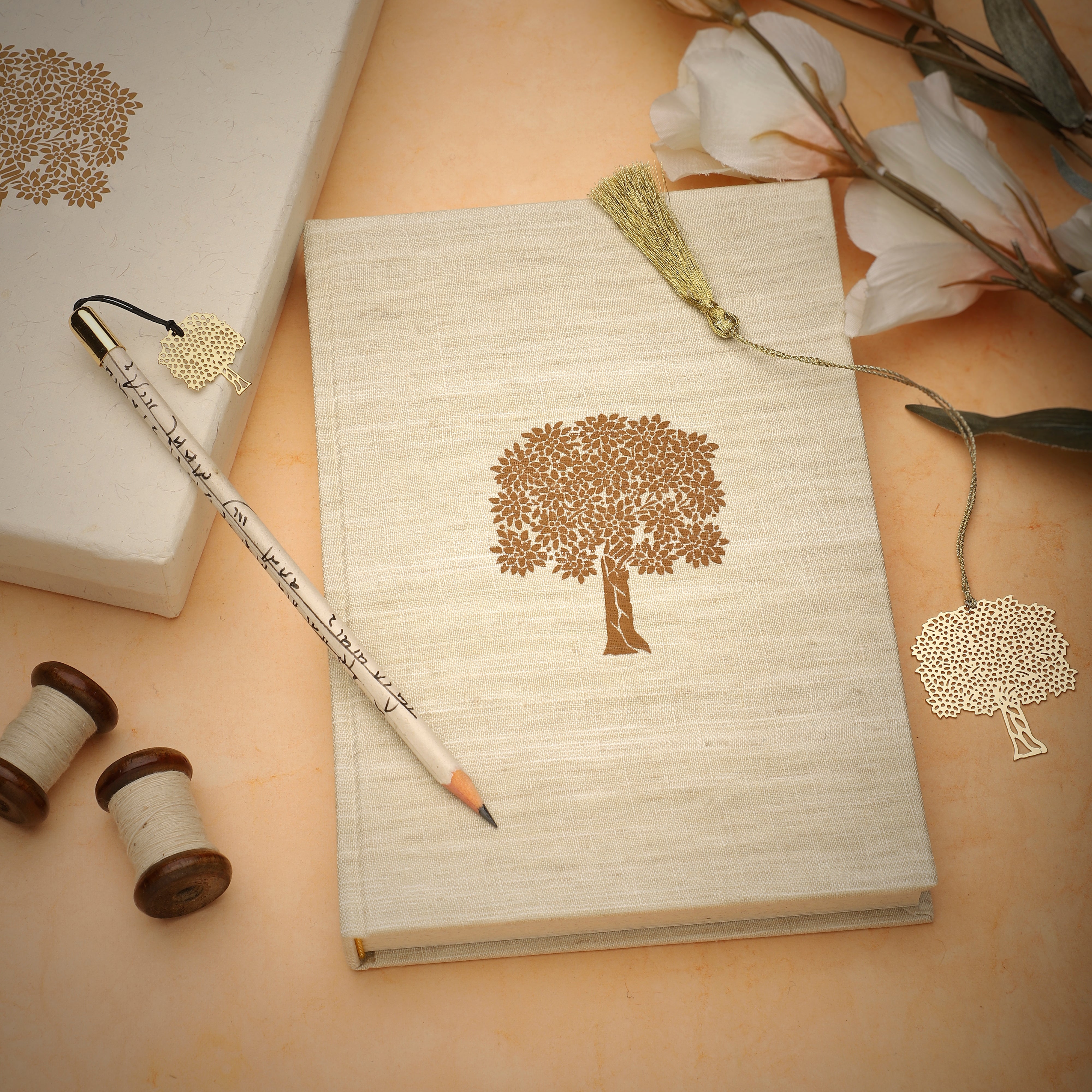 Linen Journal Gift Set - Tree Design