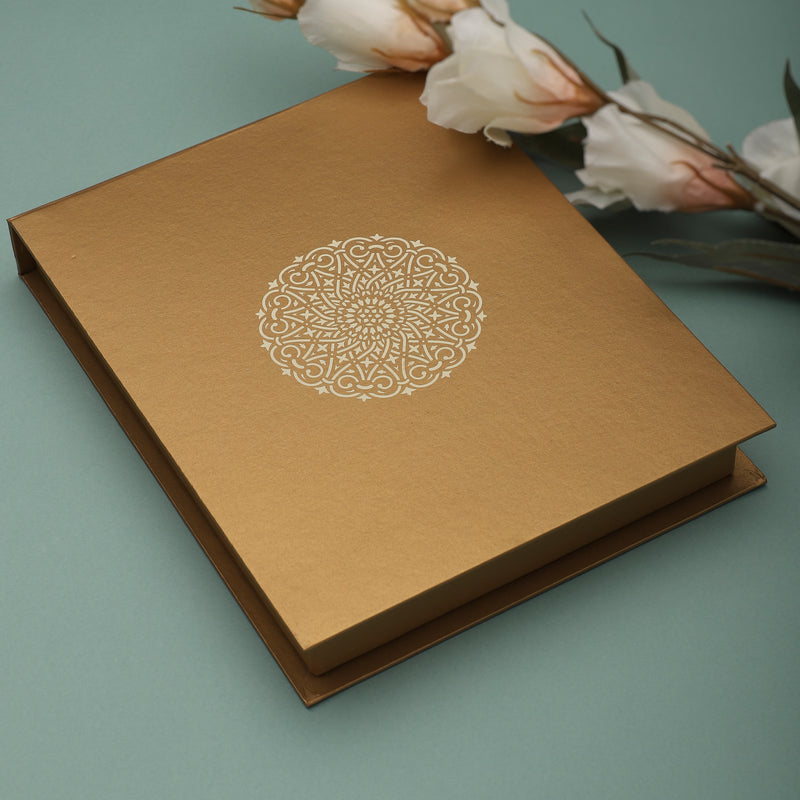 Notepad Gift Set With Textile Cover - Luxe Brass Motif
