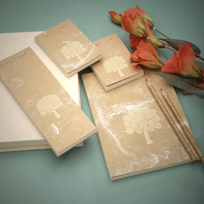 Notepad Gift Set With Recycled Silk Paper Cover - Tree of Life