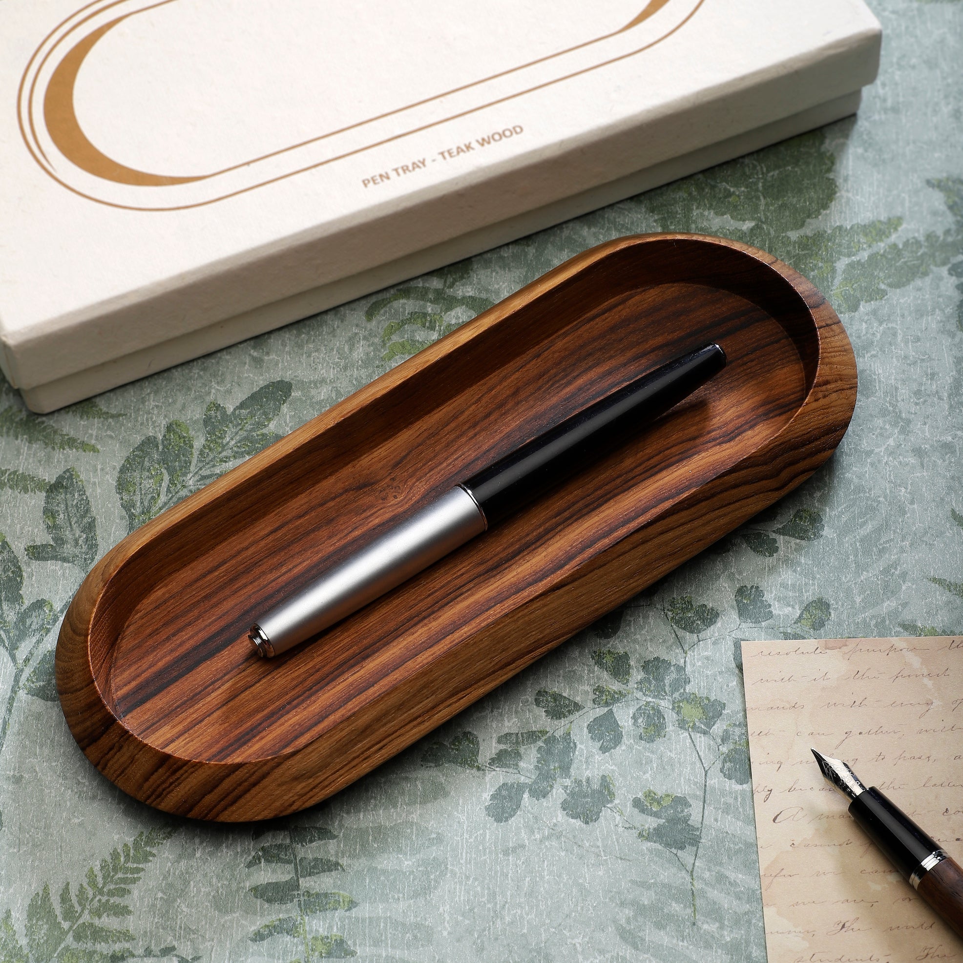 Teak Wood Pen Tray: Desk Organizer | Anand Prakash