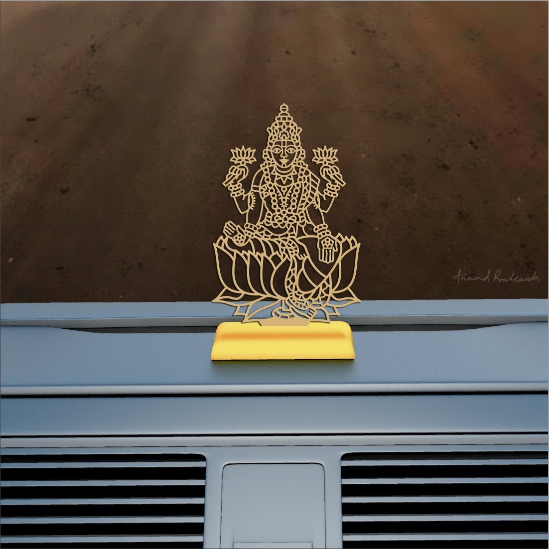 Car Dashboard Stand Goldplated - Goddess Mahalaxmi